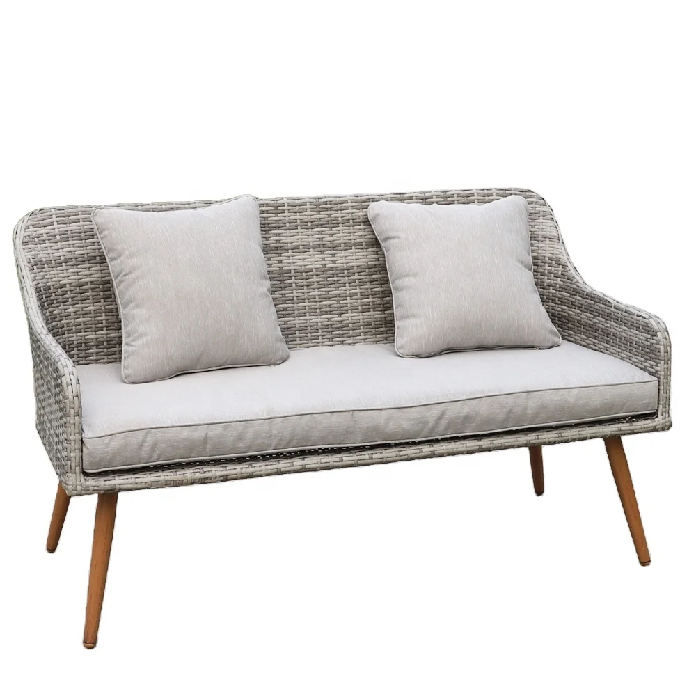 

High quality outdoor wicker table chair conversation set synthetic rattan sofa set garden furniture with cushion