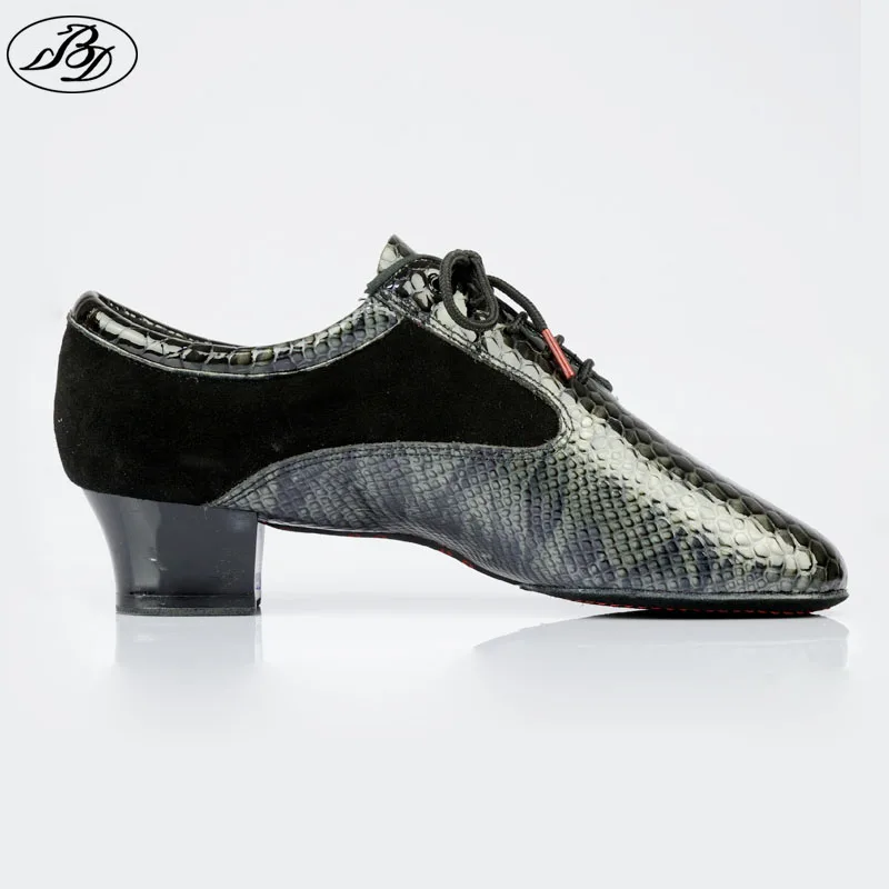 BD Men Latin Dance Shoes 445 Snake Pattern Patentsional Split Sole  Latin Shoes for Practice and Completition Split Sole