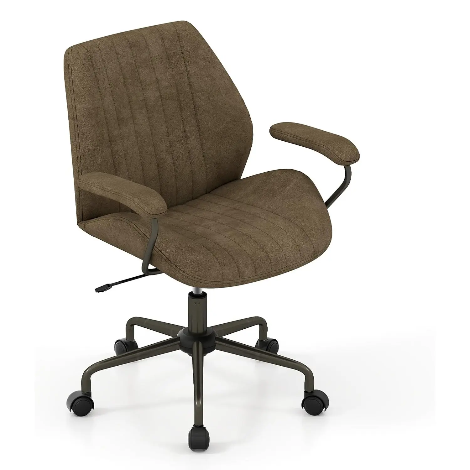 Silla de oficina, silla giratoria ergonómica con reposabrazos acolchados, silla para computadora, altura ajustable, función basculante, silla de escritorio