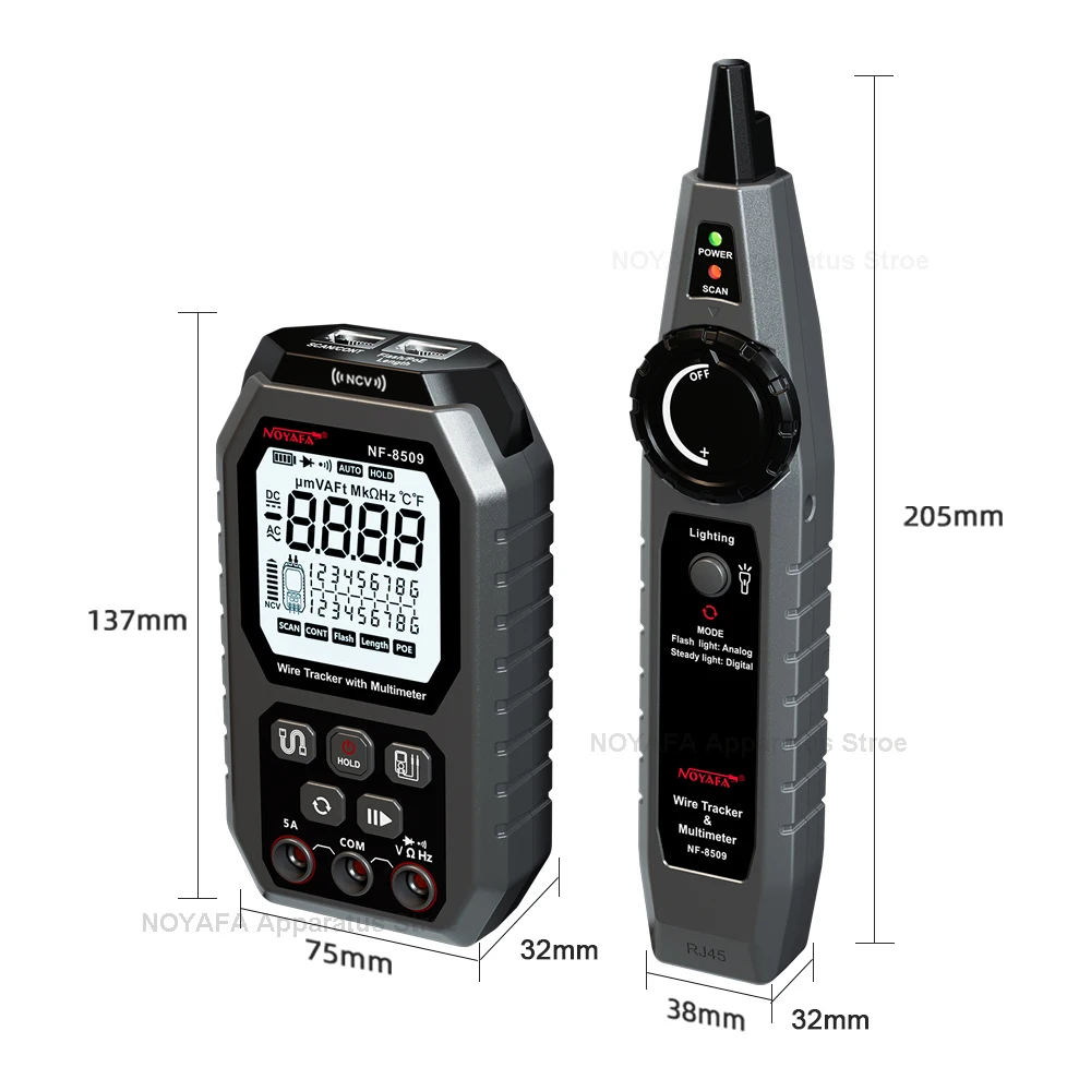 Imagem -04 - Noyafa-upgrade Network Cabo Tester Multímetro Tensão Atual Resistência Teste Poe Ncv ac dc Lcd Wire Tracke nf 8509 Novo