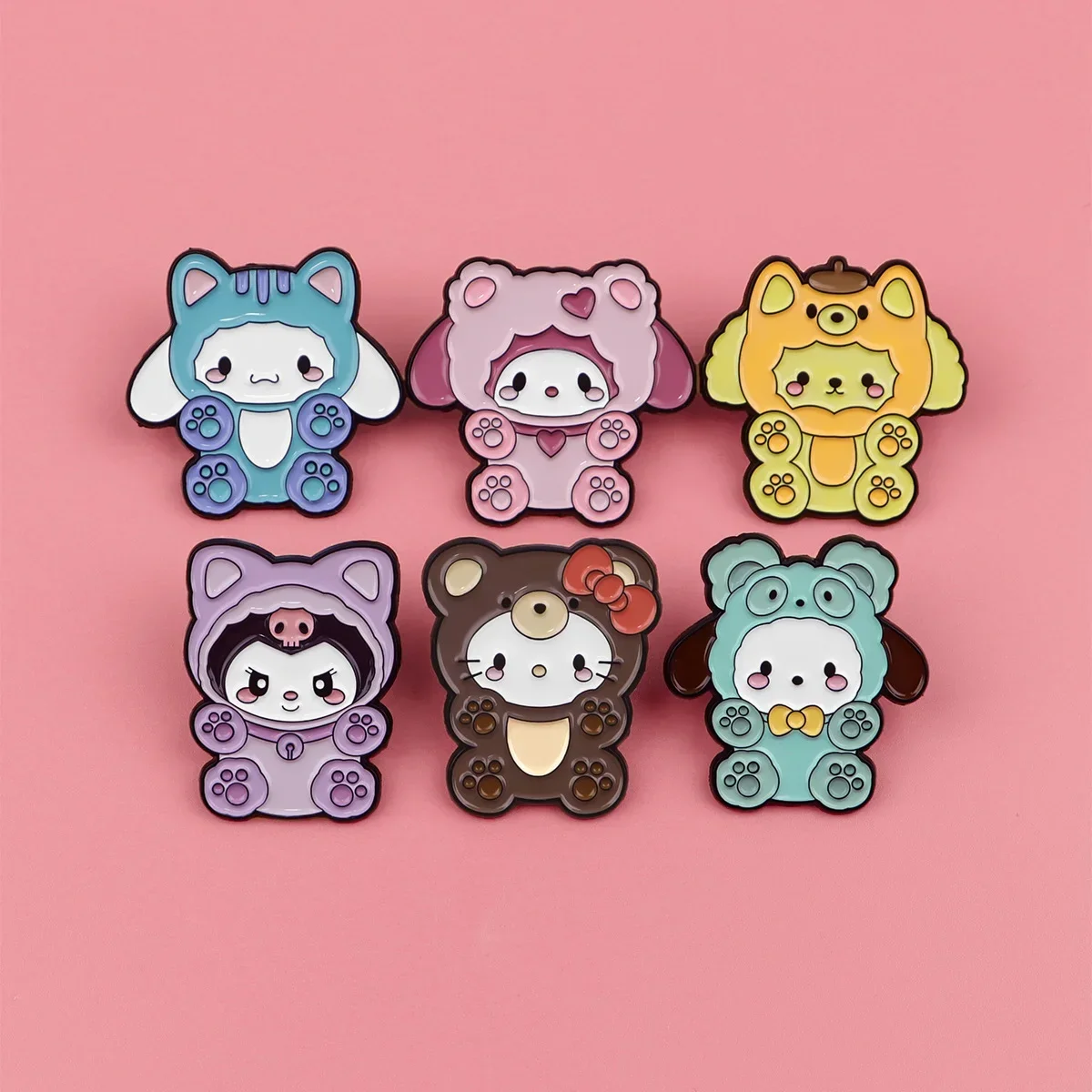 أرنب القط الكرتون بروش شارة الملابس على ظهره مجوهرات اكسسوارات دبوس شارة سبيكة