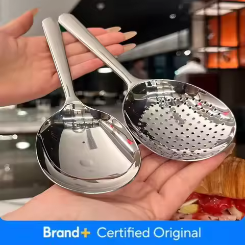 Heavy-Duty Commercial/Home Kitchen Spoons/Large Serving Spoon with Heat-Resistant Short Handle Drain Holes for Easy Cleaning