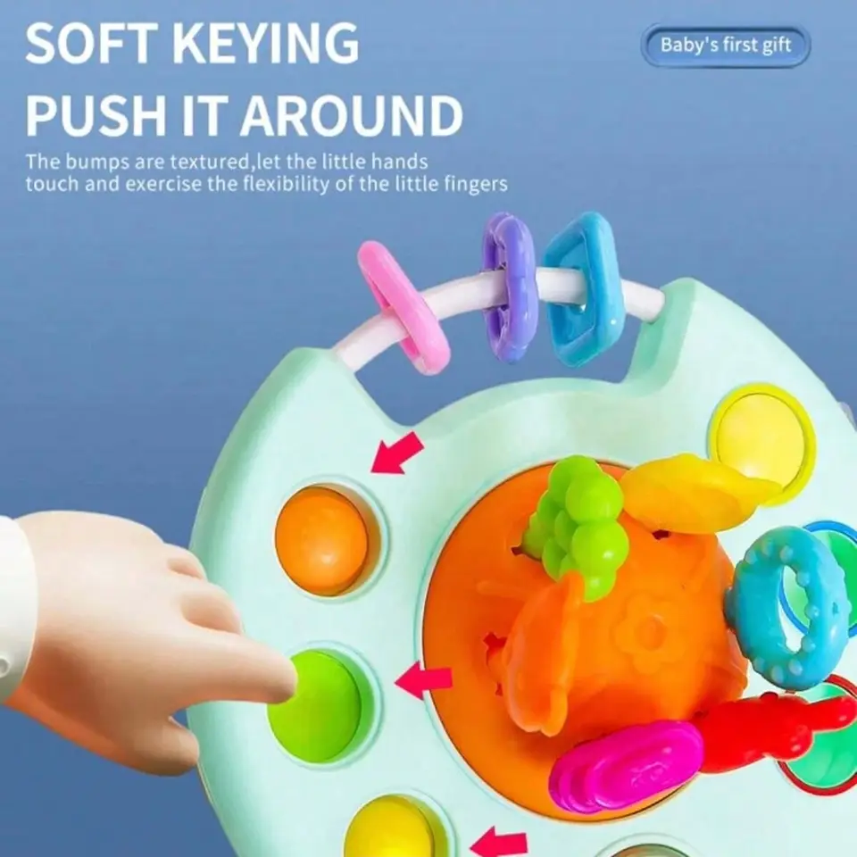 Activity Development Pull String Toys Silicone Teething Rattle Educational Learning Toy Baby Sensory Montessori Toys gift - 3