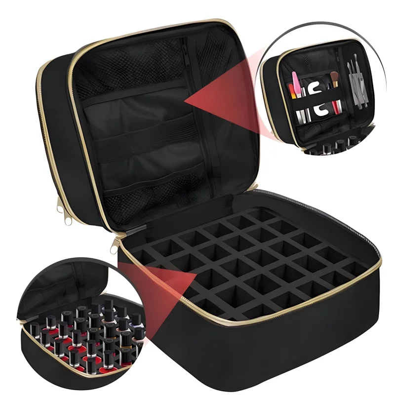 Portable 1PC Nail Polish Storage Bag Essential Oil Storage Nail Products Baking Lamp 30 Bottles To Accommodate Storage Box view 5