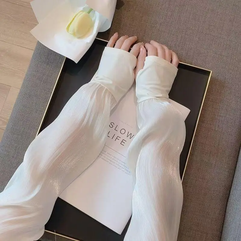 

Summer New Ice Silk Sleeves Loose Sunscreen Driving Sleeve Long Length UV Protection Arm Arm Glove Sleeves Super Soft Breathable
