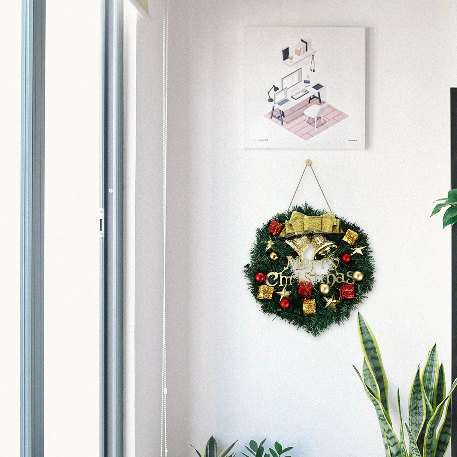

Artificial Christmas Wreath Premium Hanging Decor Lifelike Xmas Door Wreath Festival Party Ornament Decoration
