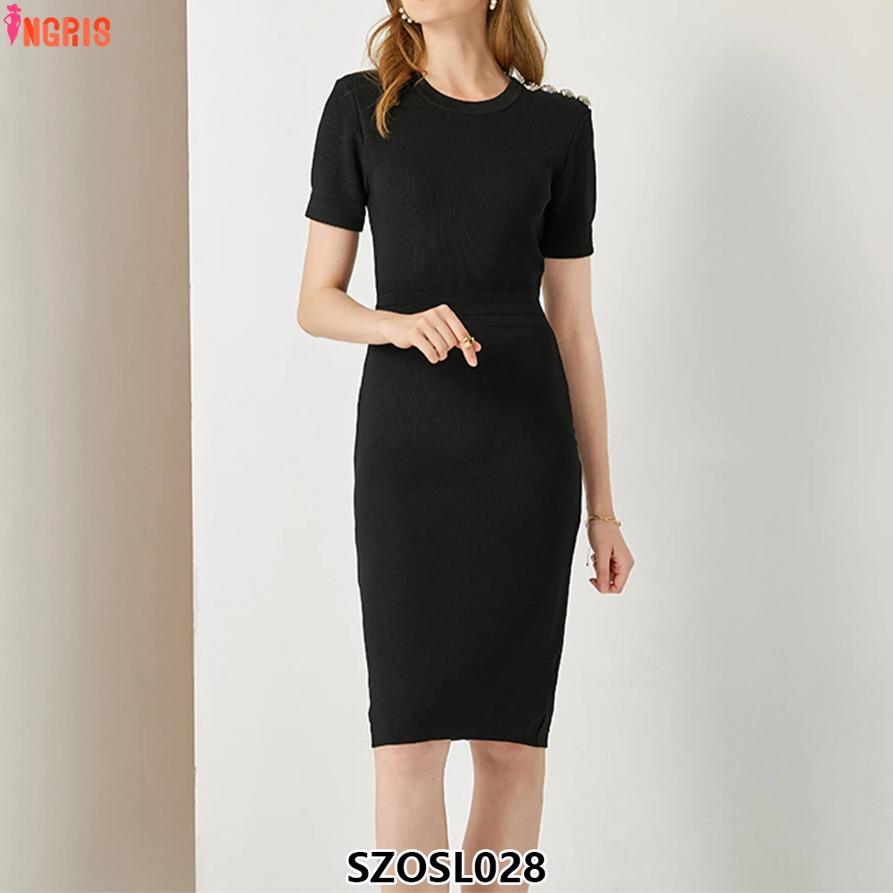 

Seamless Short Sleeve U Neck Shapewear Non-Slip 2-in-1 Built-in Tummy Control Shaper Dress-SZOSL028