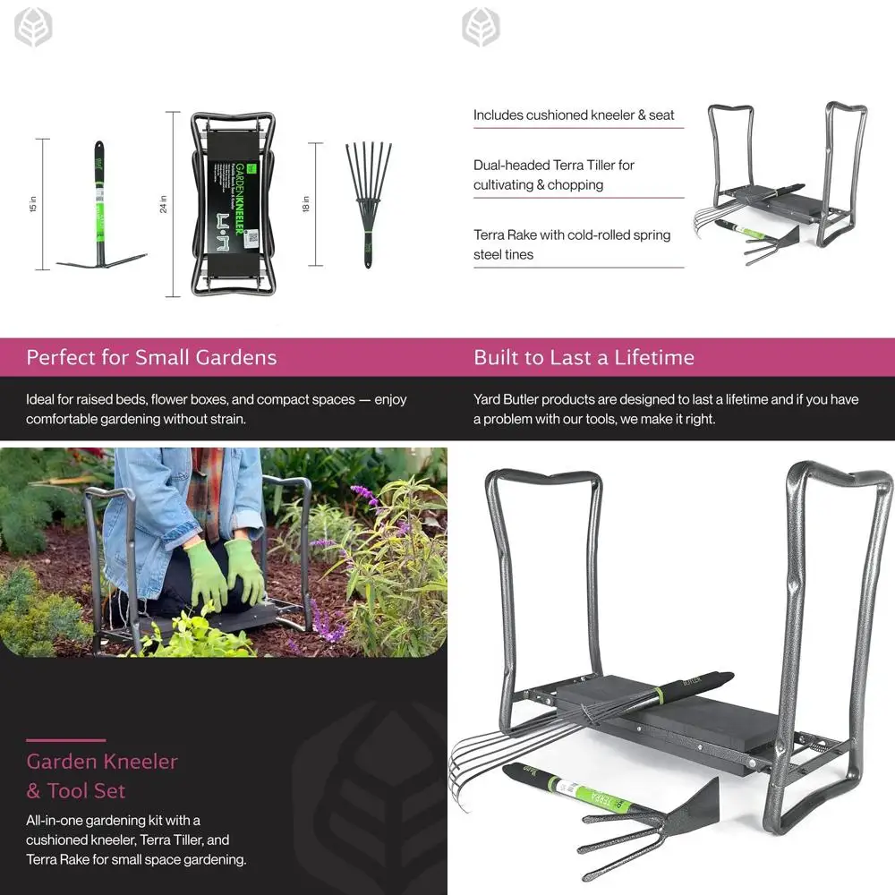

Эргономичное садовое сиденье-коленник с граблями и культиватором — полный набор садовых инструментов для комфортного ухода