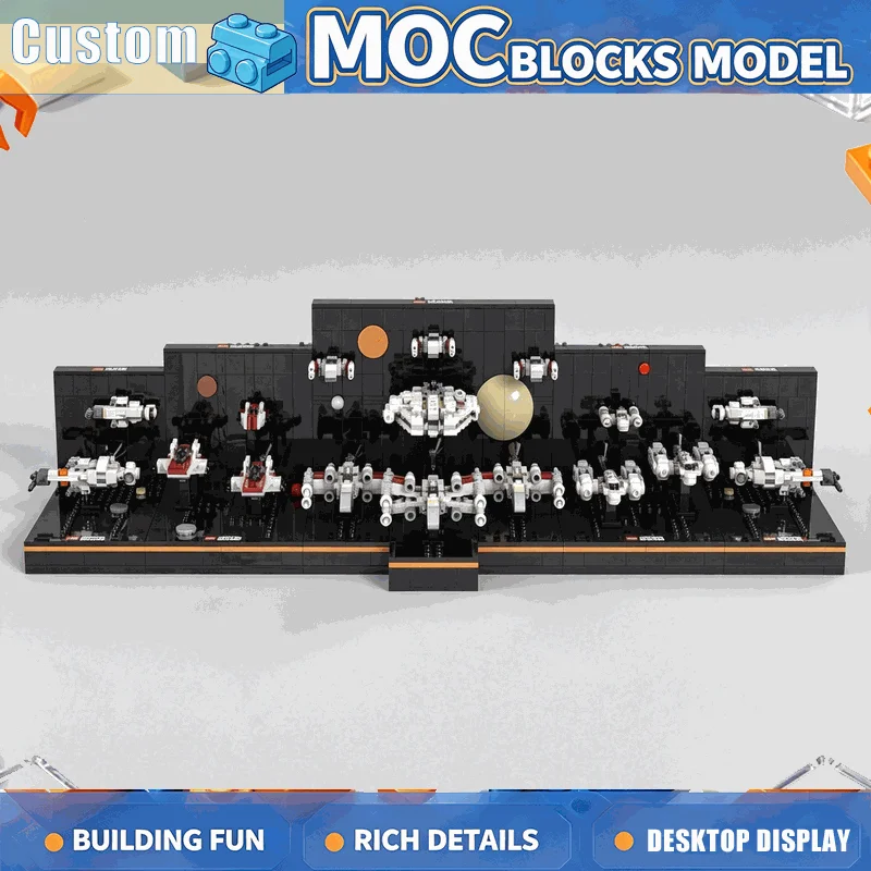 2948Pcs Futuristic Space Fleet Micro Diorama Build Blocks Interstellar Flight Scene Creative Diy Assembly Model Collection Gift
