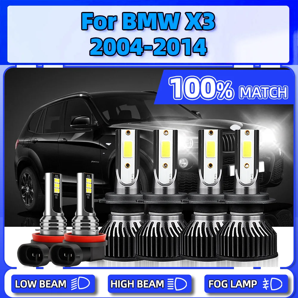 

LED Headlight 60000LM Car Head Lamps 12V 6000K Auto Fog Lights For BMW X3 2004 2005 2006 2007 2008 2009 2010 2011 2012 2013 2014