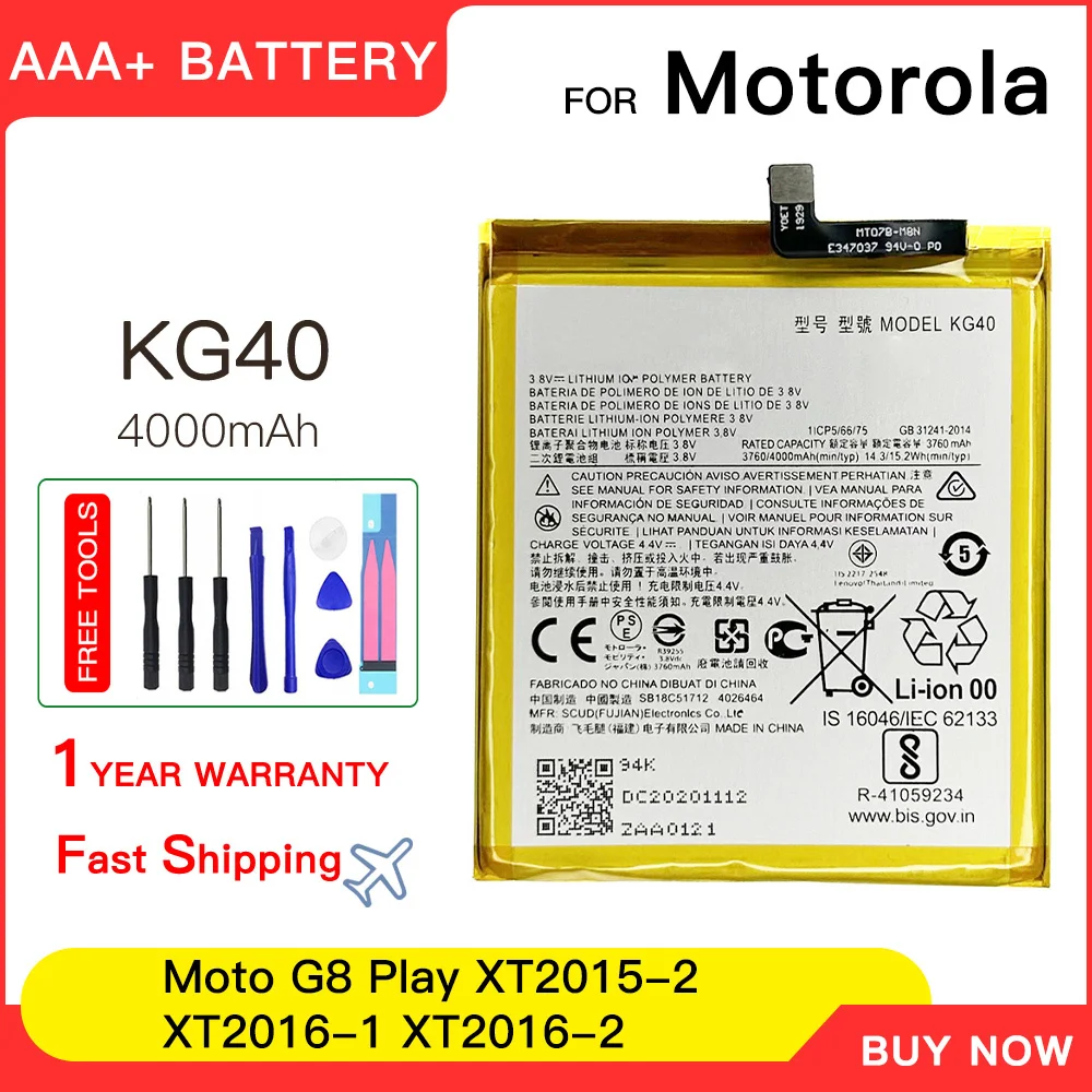 

Genuine 4000mAh KG40 Battery For Motorola Moto One Macro & G8 Play & G8 & One Macro Dual SIM XT2015-2 XT2016-1 XT2016-2 Batteria