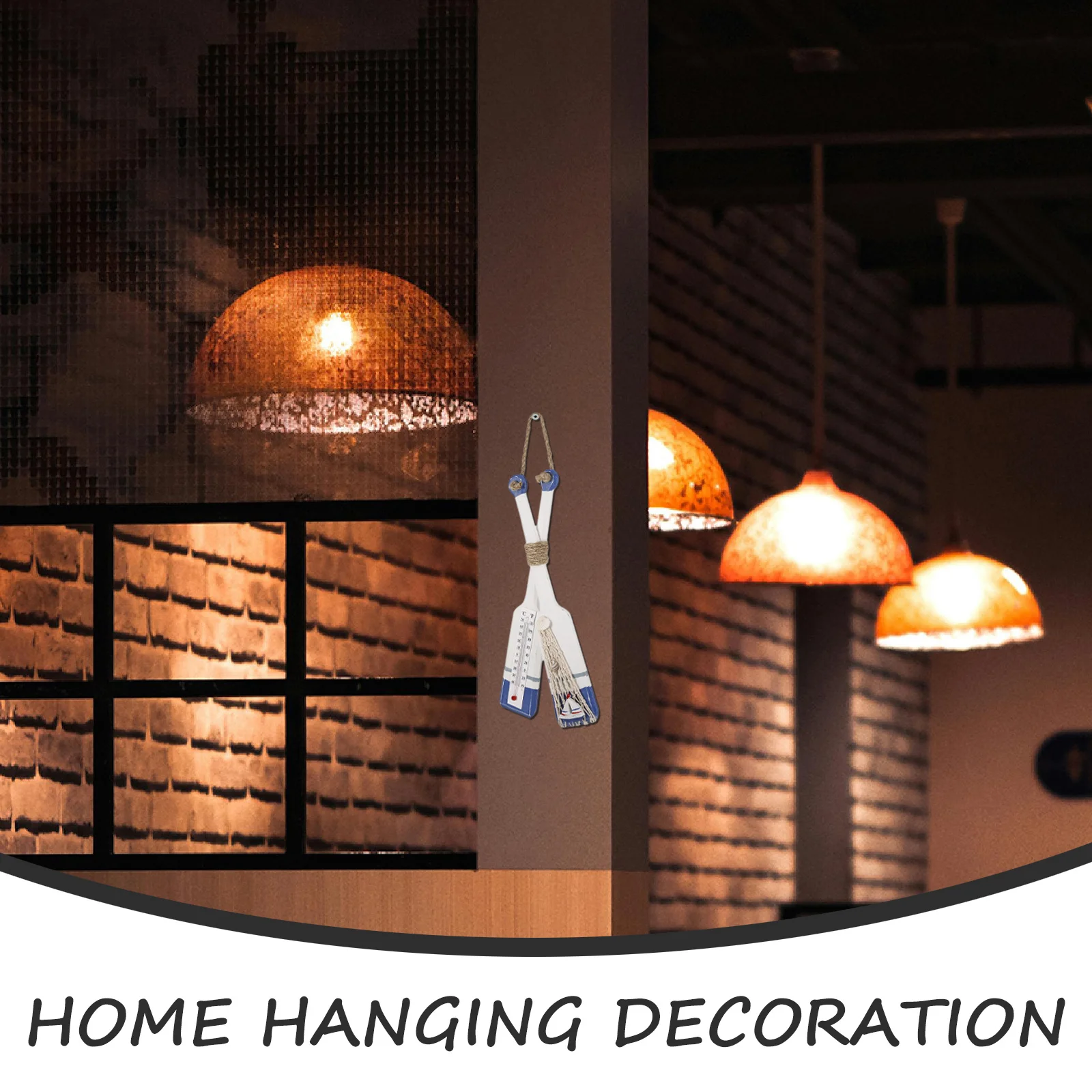 

Wooden Paddle Wall Decor Mediterranean Style Rustic Home Ornament With Thermometer Nautical Wall Hanging Decoration