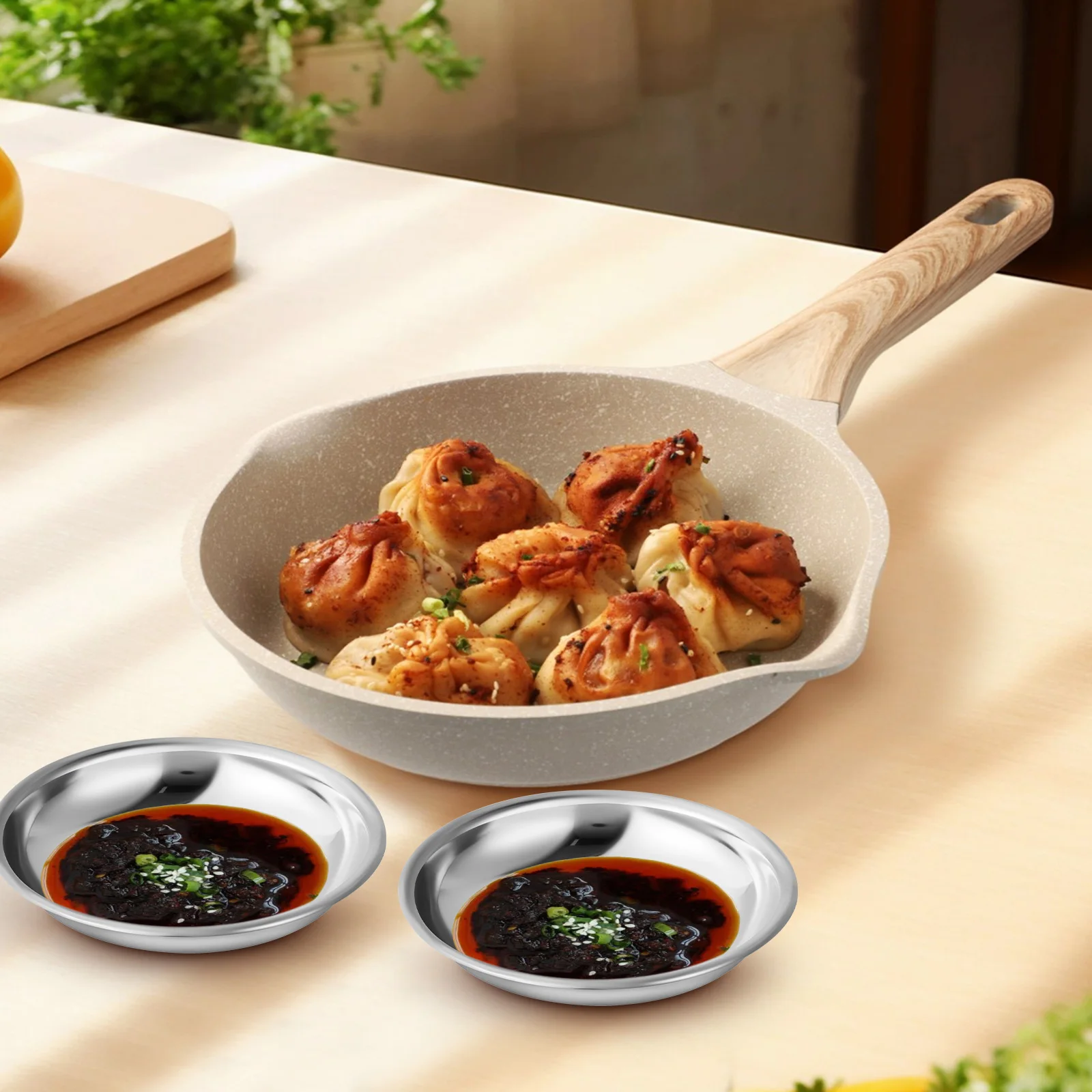 

10 Pcs Stainless Steel Dessert Plates 9cm Sauce Bowls Kitchen Tableware Ideal Home Restaurant Party Picnic Barbecue