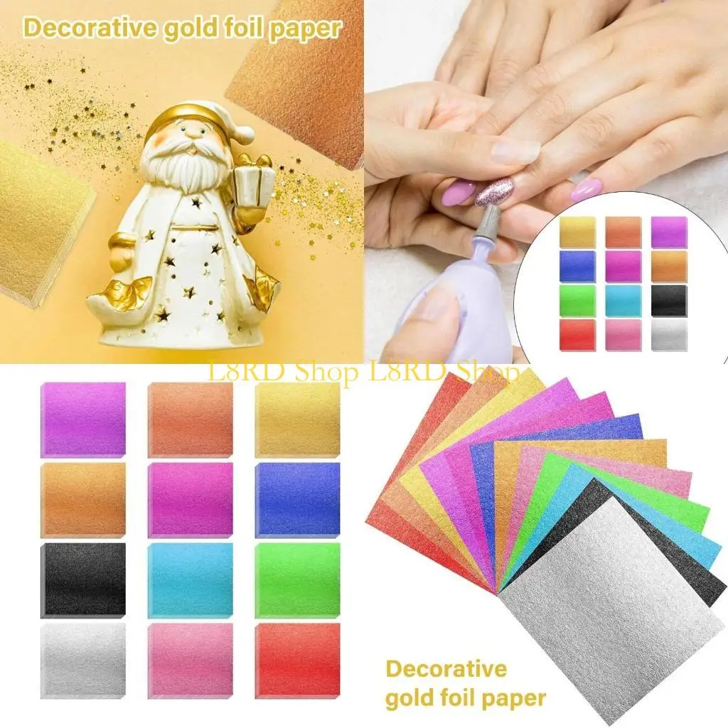 

L8RD 12 Colors Gold Foil Leaf Art and Craft Gold Leaf Sheets Gold Leaf Paper