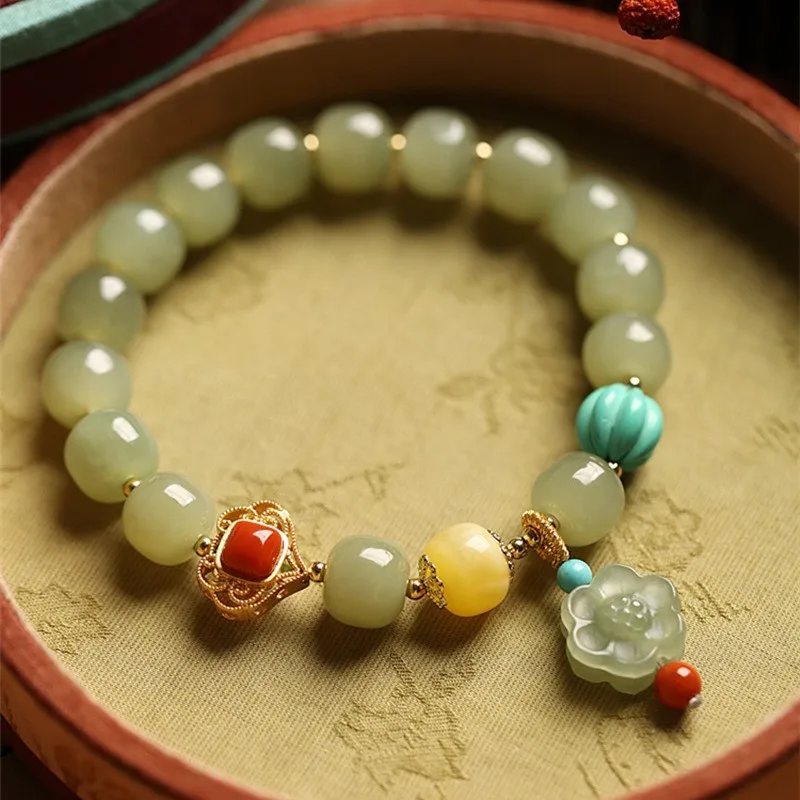 

High quality Hetian jade Duobao women's bracelet original design jewelry gift