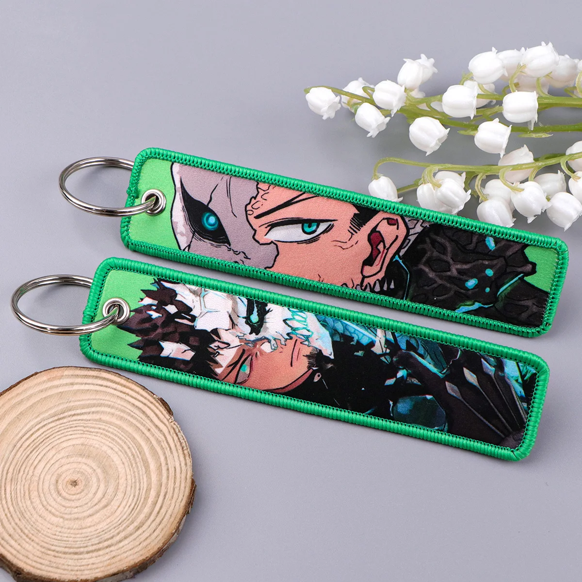 Anime 8, Stickerei-Schlüsselanhänger, Cartoon-Schlüsselanhänger, Schlüsselanhänger für Motorrad, Autos, Schlüsselhalter, Anhänger, Schmuck, Chaveiro, Freunde, Geschenk