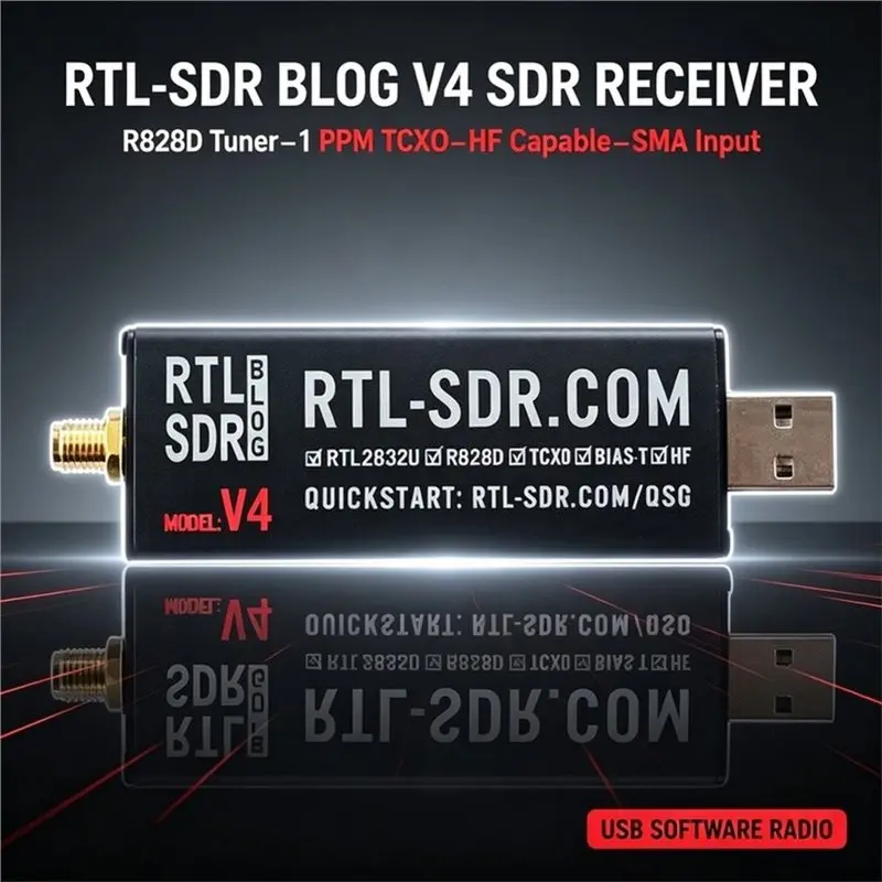 ABJF-For SDR Software Compatible RTL-For SDR V4 R820T2 1PPM TCXO SMA Radio Dongle Only Wideband Receiver For Blog 1PC