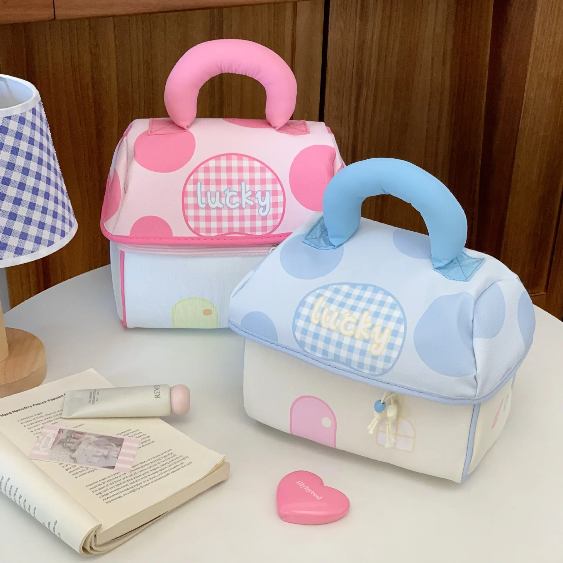 Cute Mushroom Makeup Bag New Large-capacity Hand-held Compartmentalized Storage Bag Portable Cosmetics Toiletries Bag Going Out