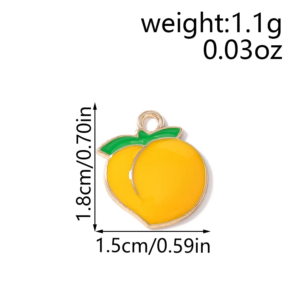Leslie 20 Stück 15*18mm Niedliche Bunte Emaille-Pfirsich-Anhänger für Handgemachten Schmuck, Halsketten, Schlüsselanhänger, DIY-Anhänger, Bastelarbeiten – Detail 1