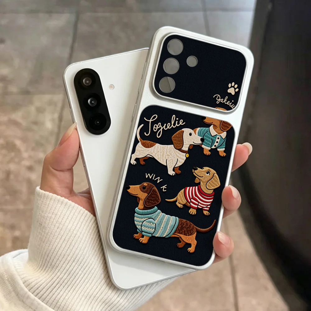Cartoon Puppy Leather Phone Case For Samsung A57 A56 5G A37 A17 A07 A06 A16 A26 A54 A55 A27 S26 Ultra S25 Camera Window Cover