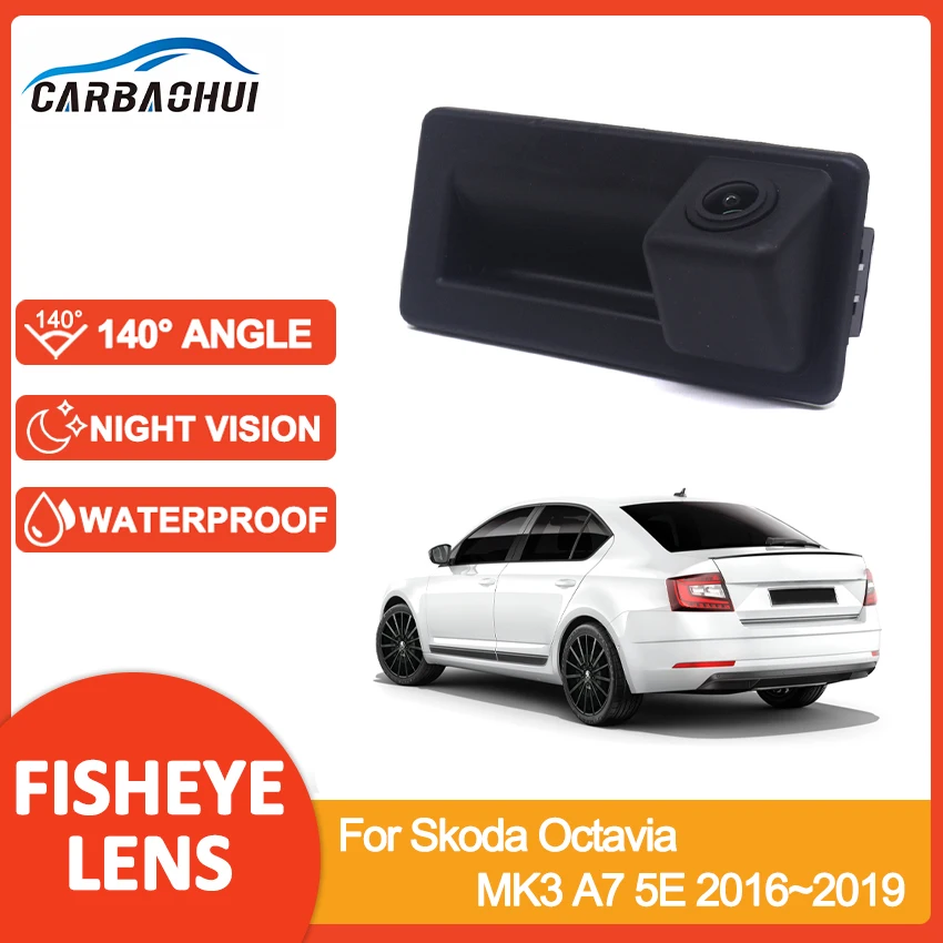 Dynamic Trajectory Tracks Parking Line RearView Reverse Trunk Handle Camera For Skoda Octavia MK3 A7 5E 2016~2019