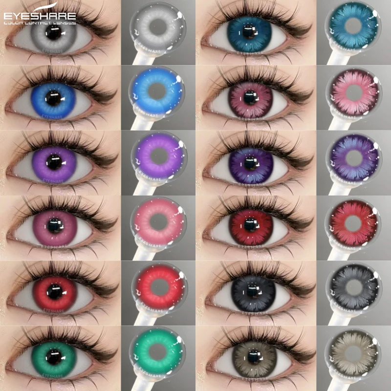 EYESHARE Cosplay Farbkontaktlinsen für Augen, 2 Stück, rosa Kontaktlinsen, lila, Anime-Kontakt, Halloween, Make-up, rote Linsen, jährlich