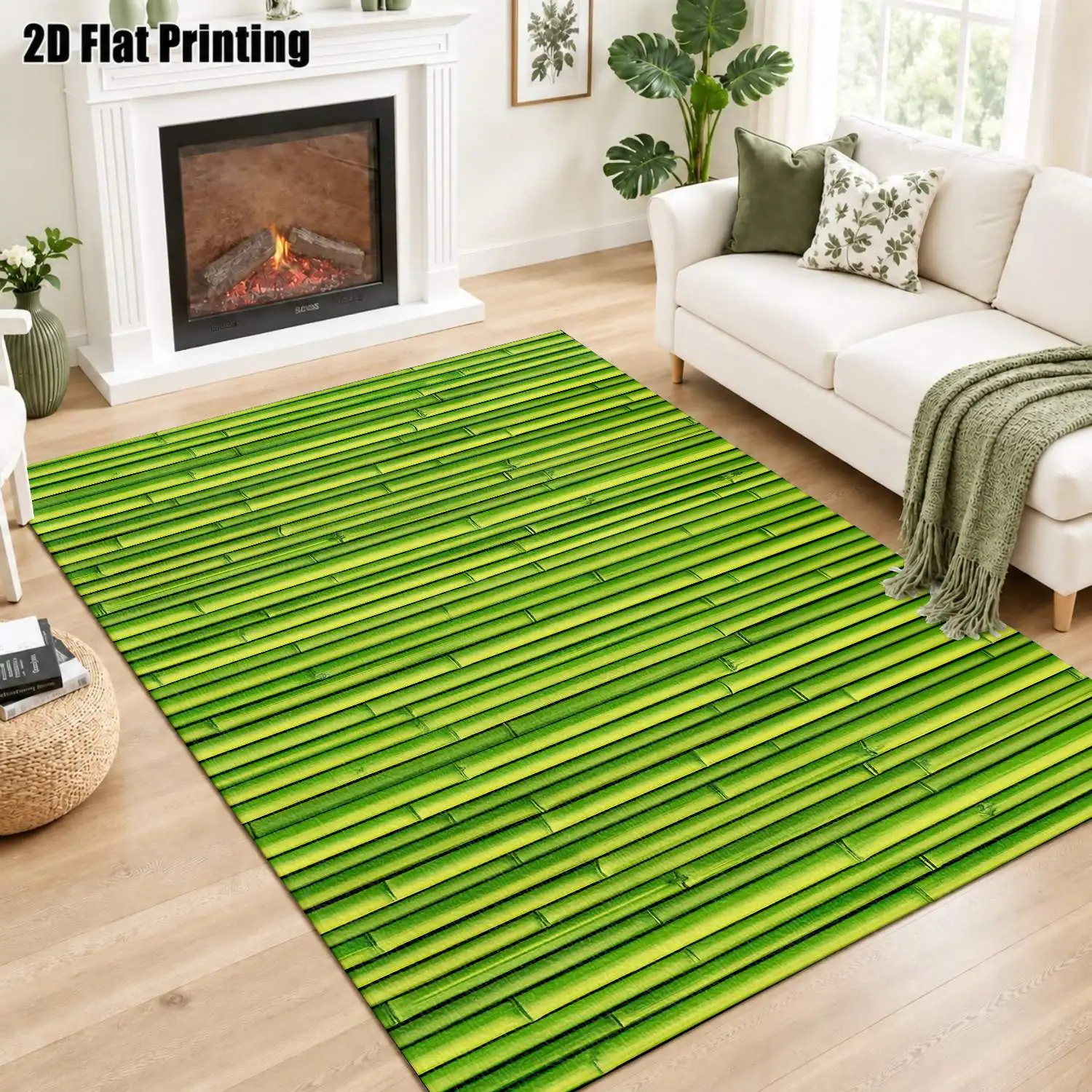1Pc 2D Printed Bamboo Knot Pattern Nordic Carpet, Instagram-Inspired Modern Minimalist Geometric Striped Floor Mat, Machine Washable, Multi-Size, Suitable for Home Decor: Entryway, Dining Room, Foyer, Living Room, Bedroom