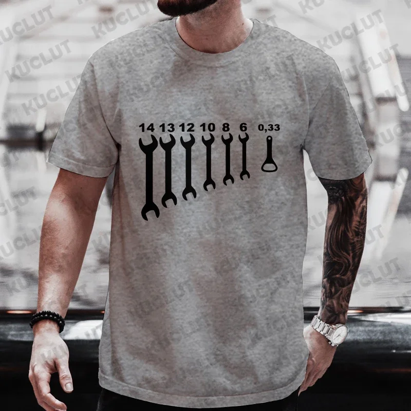 Men T-Shirts Vintage Screw Wrench Opener Mechanic Tops Car Fix Engineer Tee Short Sleeve Funny Graphic T Shirts Male Y2k Clothes