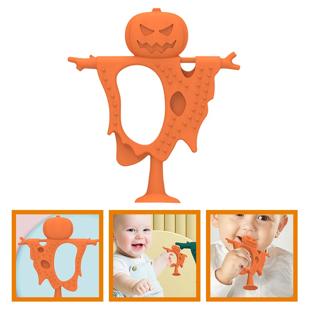 Mordedor Molar de silicona para bebé, espantapájaros de calabaza de Halloween, mordedor de alivio sensorial, juguete para masticar infantil