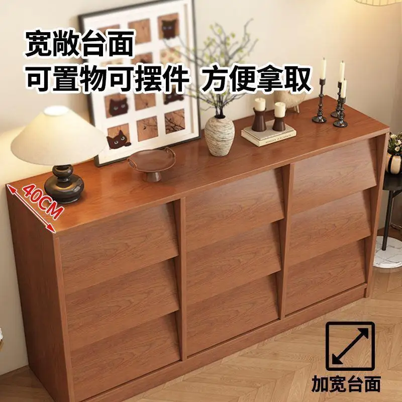 Solid wood dining side cabinet household living room cabinet floor storage drawer cabinet locker