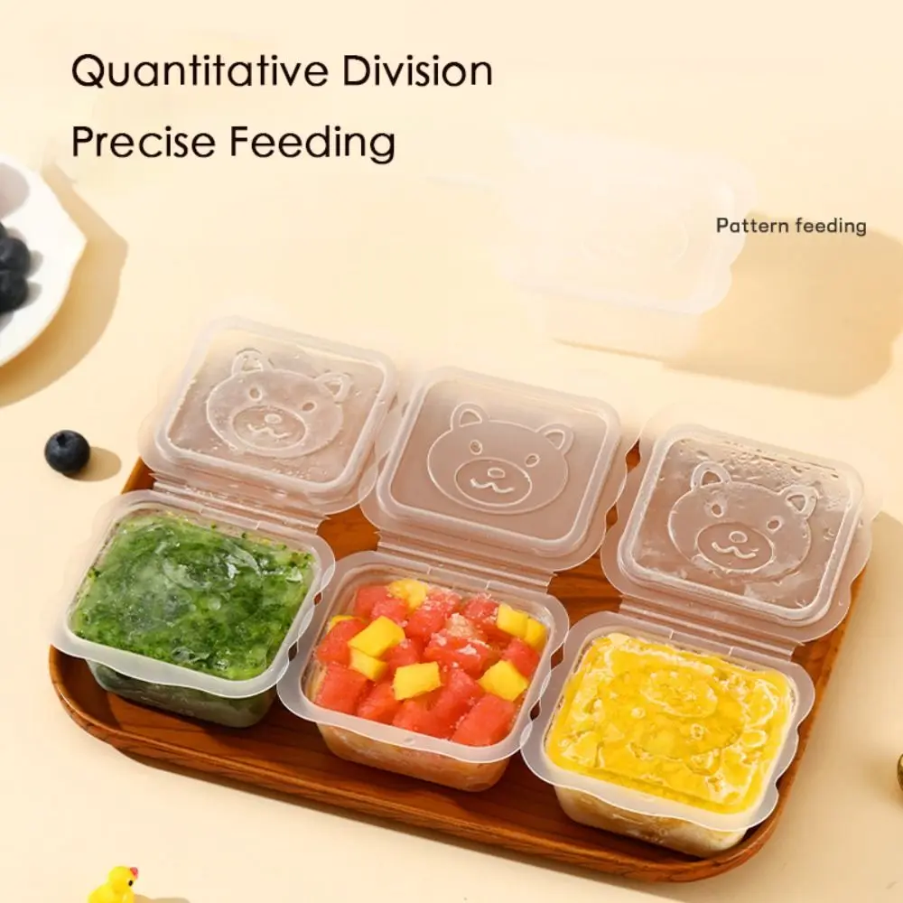 6Pcs/Set Plastic Baby Food Supplement Box 100ml Jam Box Food Storage Box Freezing Food Storage Container for Families