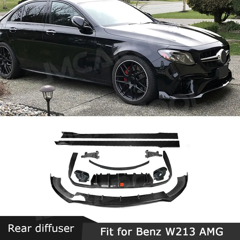 

JMCARCOOL Carbon Fiber Rear Diffuser Exhaust Front Bumper Lip Side Skirts Body Kits For Benz W213 E63 For AMG 2017 2018 2019