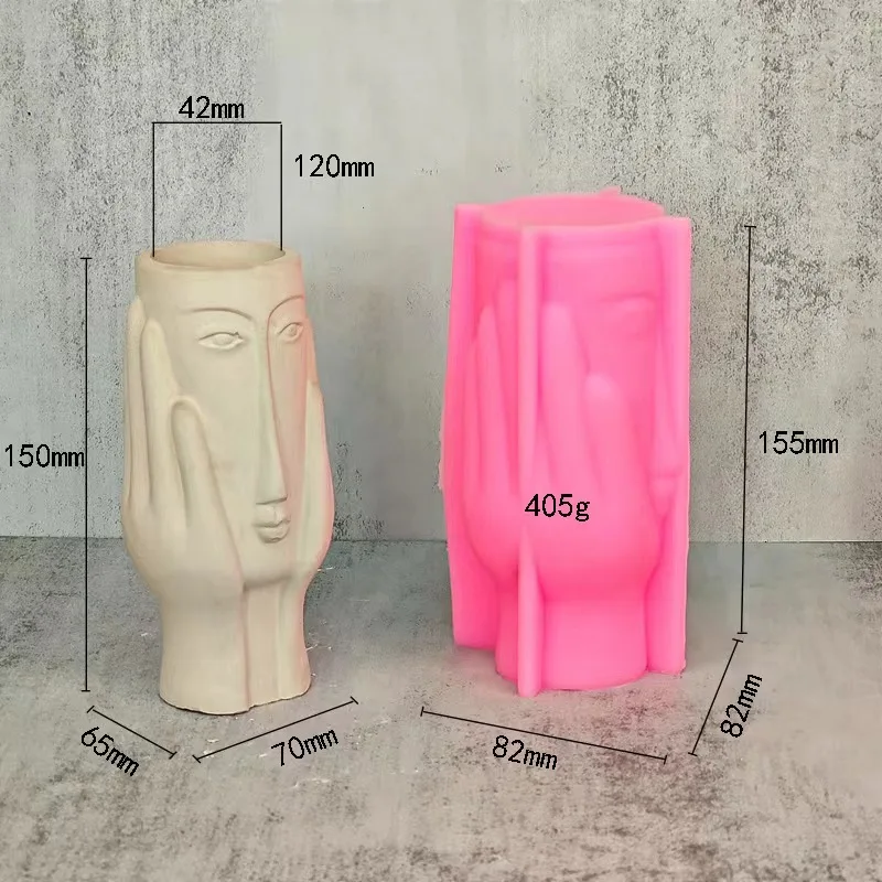 Abstract Face Vase Silicone Mold Epoxy Resin Decorative Crafts DIY Clay Plaster Pouring Flowerpot Silicone Mold Home Decoration