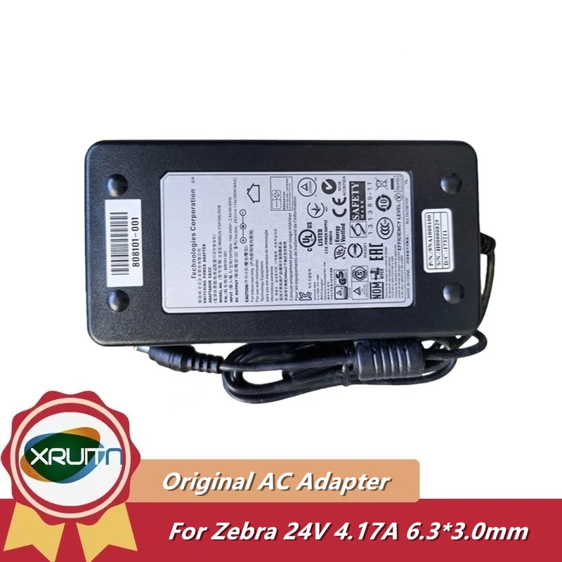 Adaptador de CA Original 24V 4.17A 100W FSP100-RDB 808101-001 para Zebra ZXP3 GX420D GX420T GX430T GX43 6,3x3,0mm cargador de fuente de alimentación