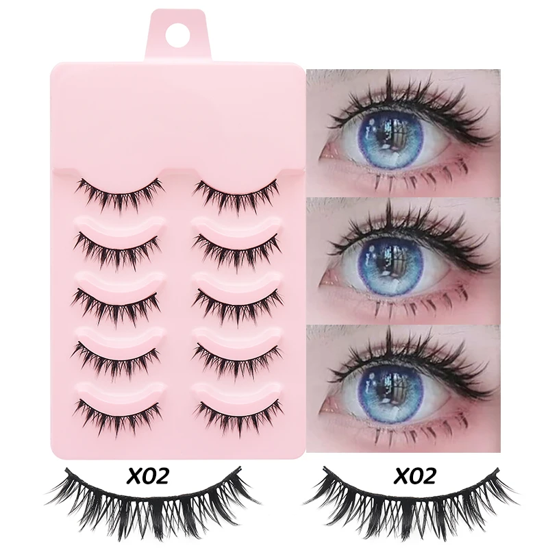 DINGSEN 5 Paar Manga-Wimpern, Augen-Wimpern, weiche, natürliche lange Wimpern, künstliche Wimpern, Anime-Wispy-Streifen, falsche Wimpern, Make-up – Detail 39