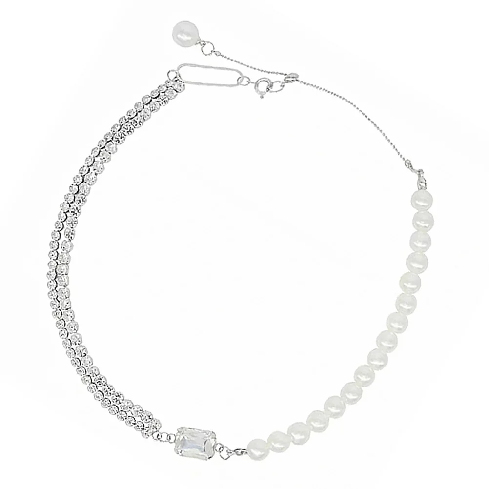 

1pc Pearl Necklace Adjustable Layered Choker For Women Rhinestone Chain Wedding Party Prom Jewelry Gift