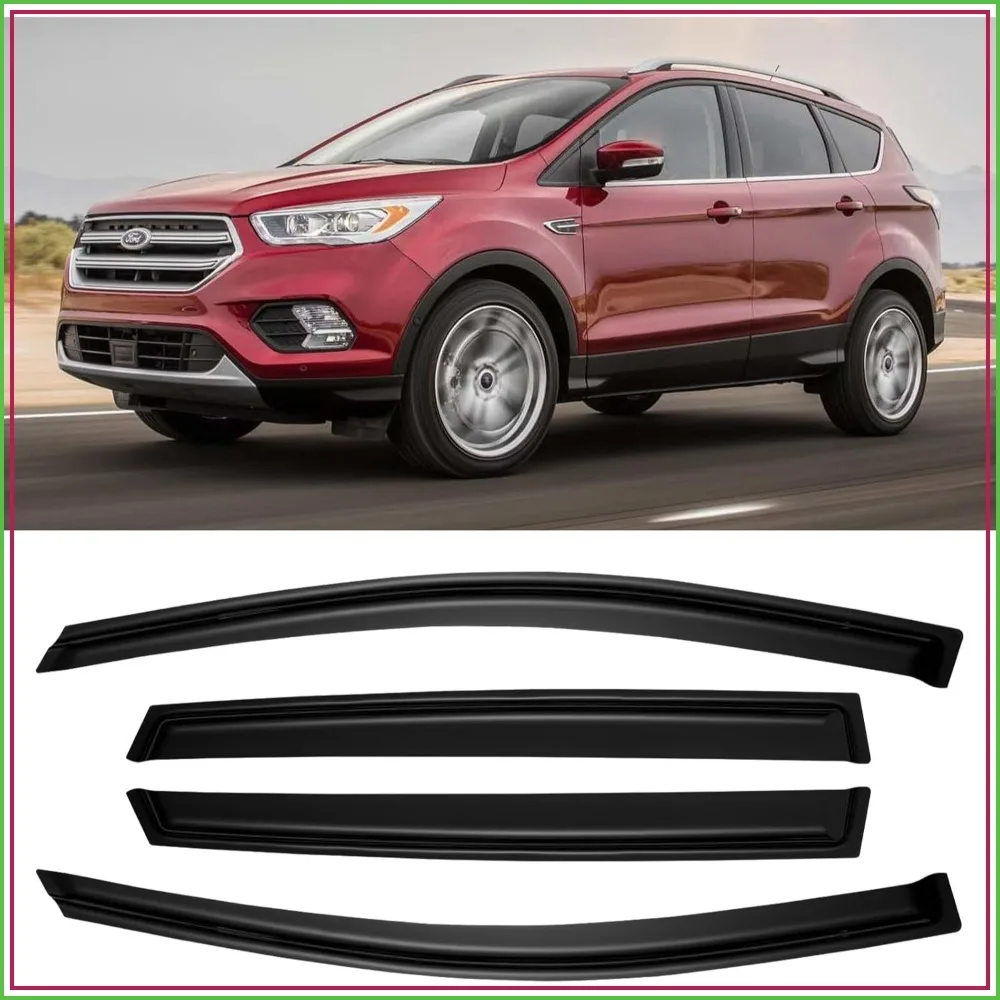 

Window Rain Guards for 2013-2019 Ford Escape, 4-Piece Outside-Mount Deflector