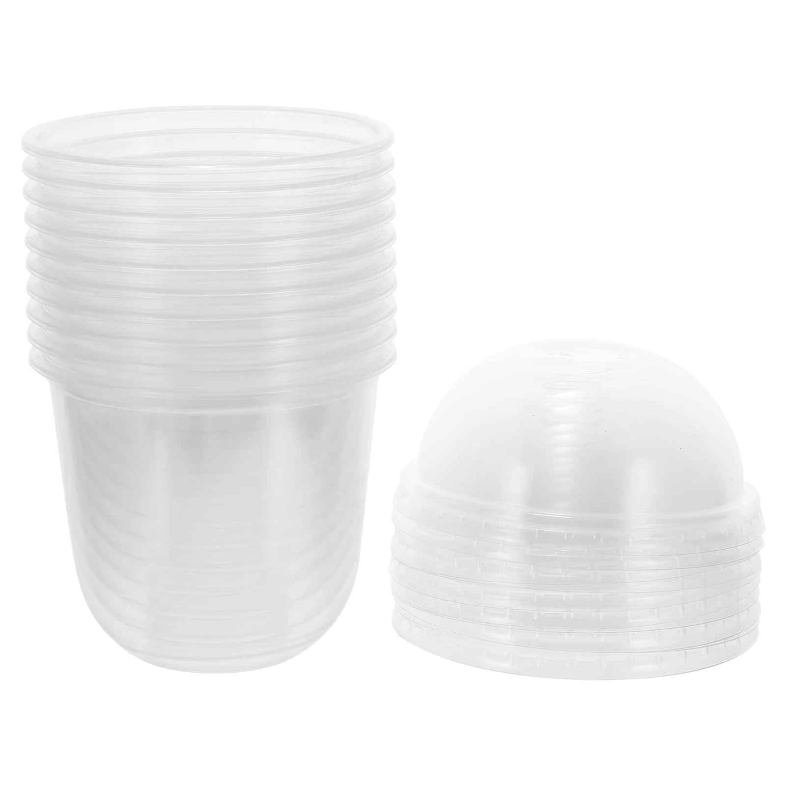 

Disposable Milk Tea Cups 10 Sets Clear Salad Containers Plastic Beverage Holders Multipurpose Dessert Accessories Lightweight