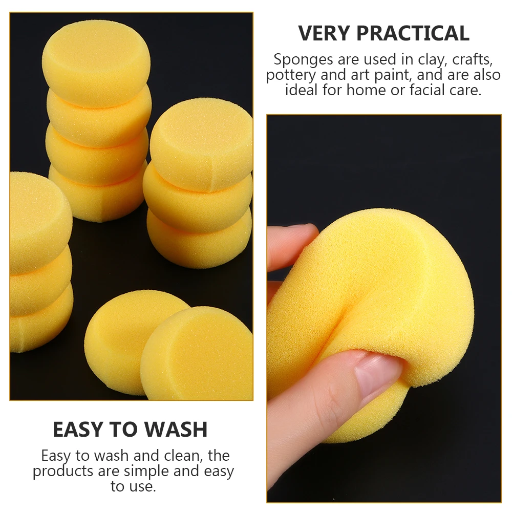 

Yellow Round Sponges Multipurpose Painting Cleaning Tools Soft Absorbent Art Crafts Pottery Clay Face Walls Tile