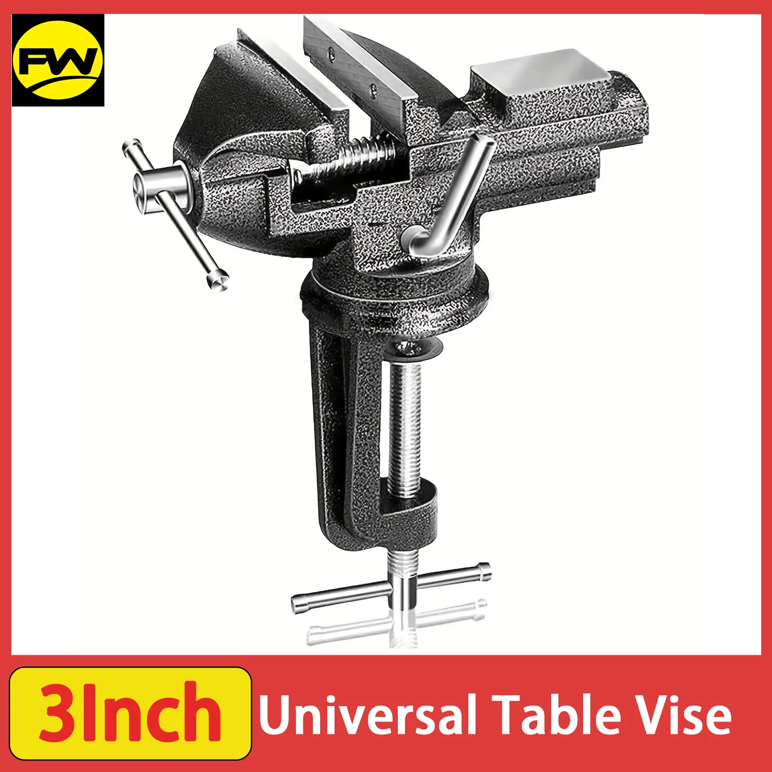 Torno de mesa universal de 3 polegadas, braçadeira de bancada portátil com braçadeira para torno doméstico, 360 °   Braçadeiras de base giratória ferramenta fixa para marcenaria, artesanato