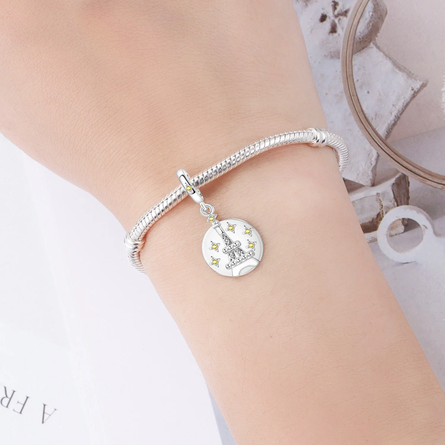 

CYMYSS 2025 New S925 Sterling Silver Zircon Eiffel Tower Pendant Fine Jewellery Birthday Anniversary Gift Women's Pendant