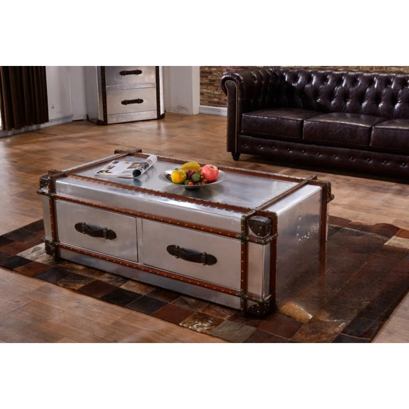 Rivet industrial style coffee table hotel cafe bar old coffee table