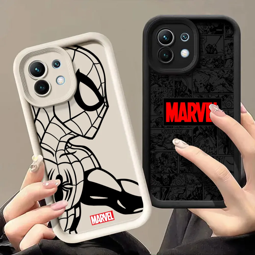 Marvel Line Ironman Spiderman Art Phone Case for Xiaomi Mi13T 14 14T 15 15T Pro 17 Ultra Poco M7 M8 F8 F7 X6 X7 X8 Pro Max Cover