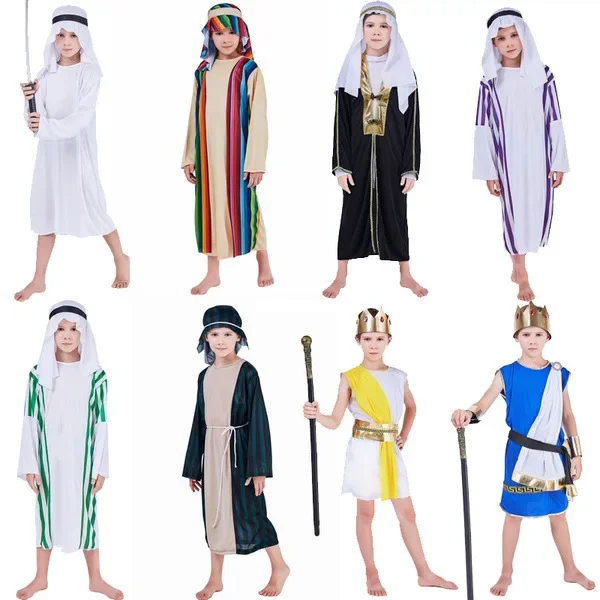 Costume arabo arabo per bambini Costume Medio Oriente Abito Ragazzo Bambino Principe Vestiti Carnevale di Halloween Cosplay Costumi musulmani per bambini