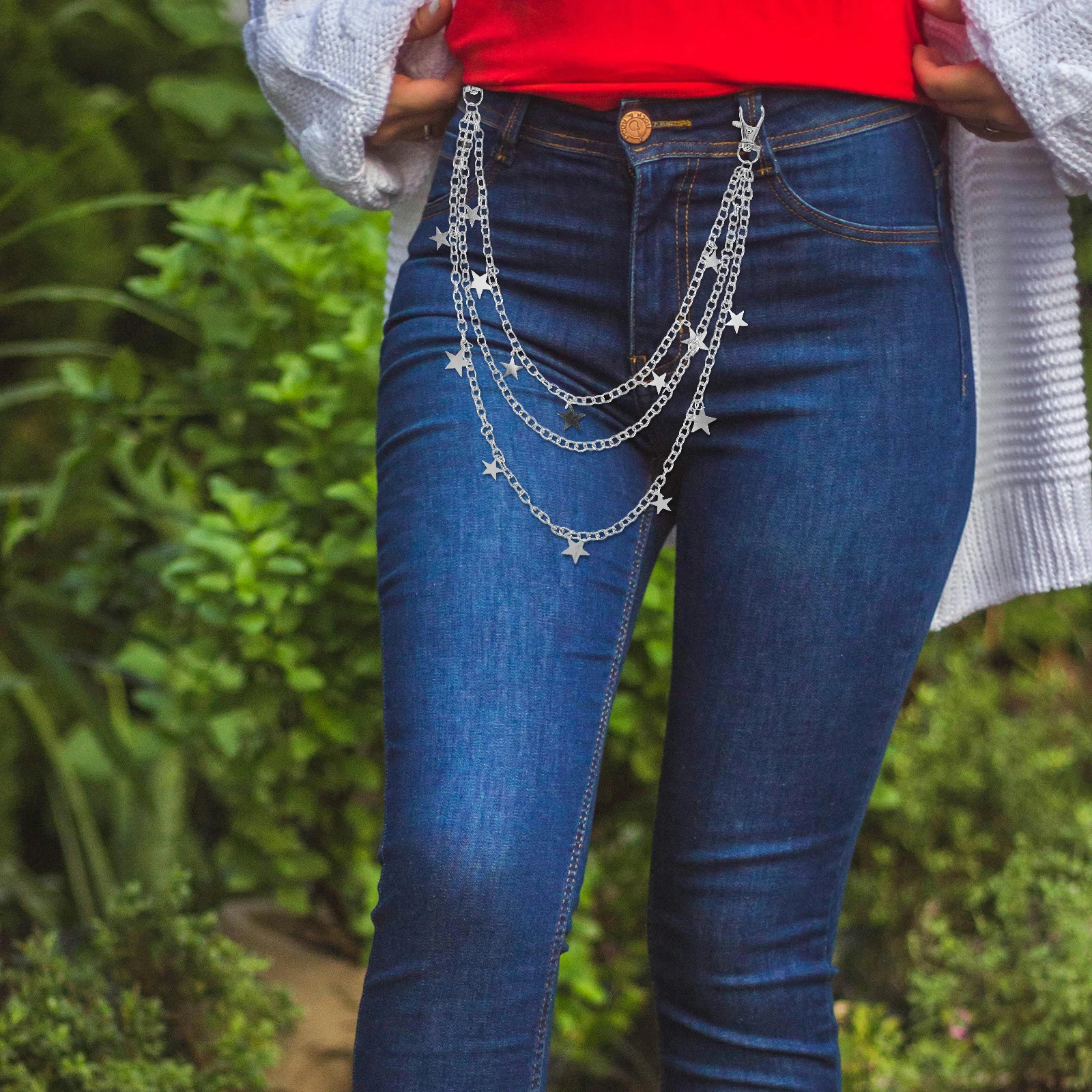 

Five Pointed Star Waist Chain Men Women Jeans Pants Chains Denim Fashion Style Durable Metal Material Trendy Vintage