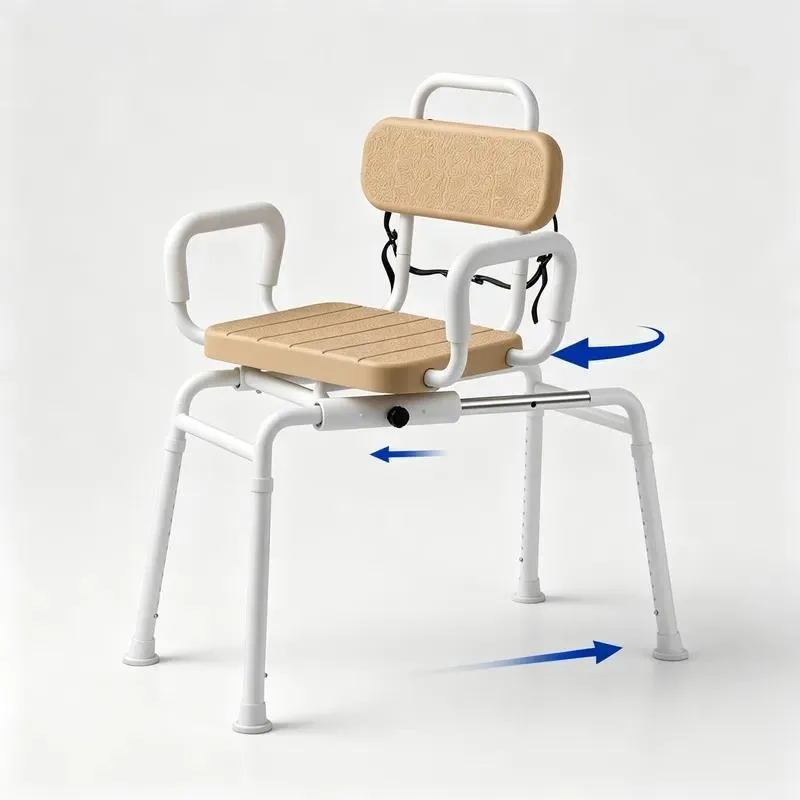 Shower Chair Sliding Swivel Tub Transfer Stool Adjustable Height Aluminum 350 lbs Suitable for Elderly and Disabled