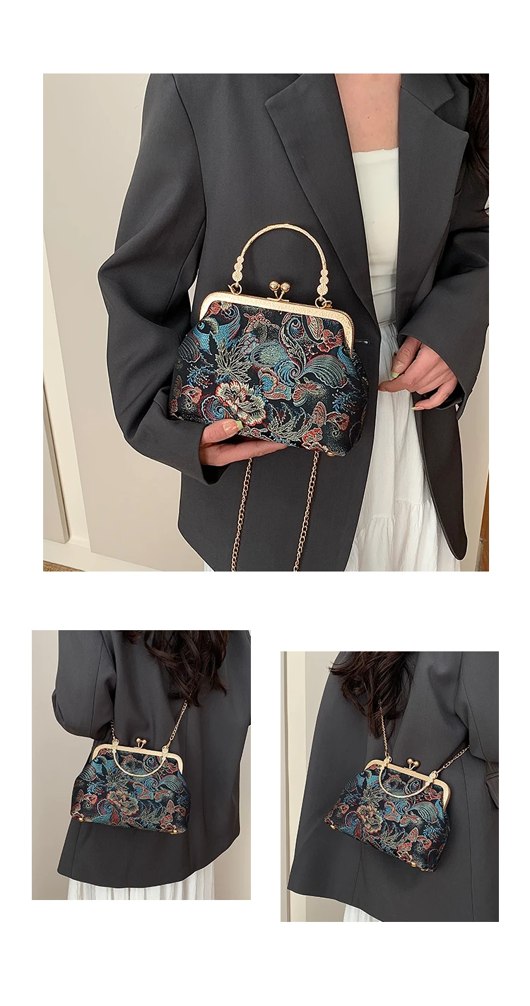 Silk Embroidery Crossbody Bag Patchwork National Style 2025 Hot Sale Bags for Women Hasp Simple Fashion Women's Handbags