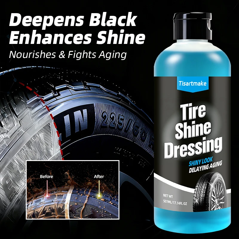 Brillo para Neumáticos con Efecto Mojado Negro de 500ml/100ml - Abrillantador Automotriz para Neumáticos con Acabado Brillante, Vinilo y Plástico