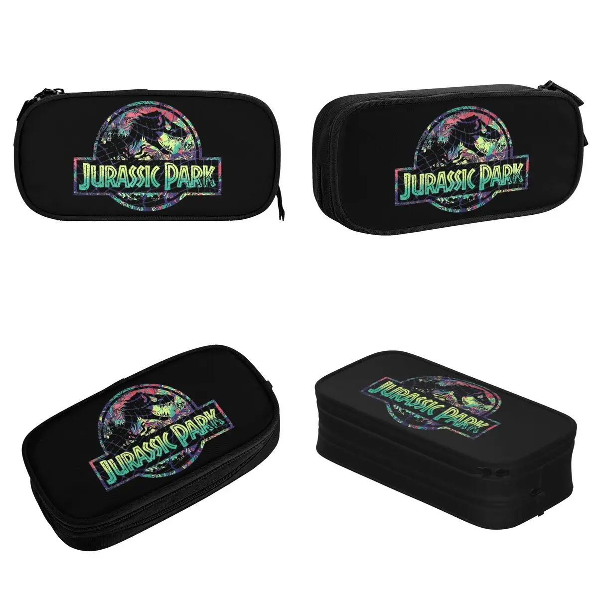 Jurassic Park Distressed Dino Movie Logo Pencil Case Pen Holder Bag Student Large Storage Office Zipper Pencil Box