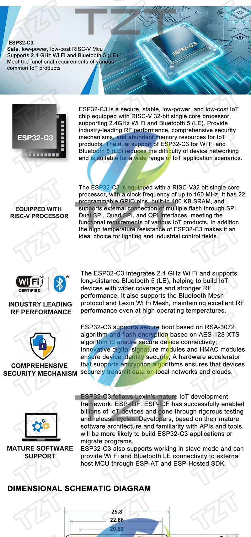 Tzt wemos d1 mini esp8266 esp32 ESP32-C3 ESP32-C3-MINI-1-N4 serielles wifi + bluetooth ch340g esp8684 entwicklungs board für arduino – Detail 3